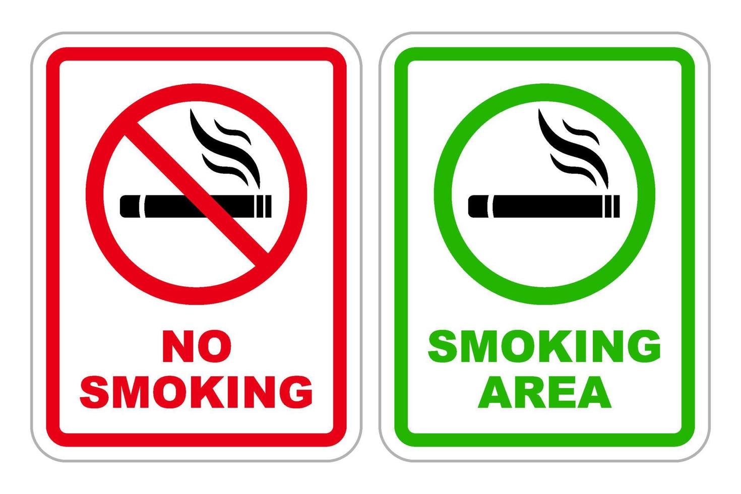 no smoking and smoking area forbidden sign red stop symbol set ban silhouette rounded icon design vector