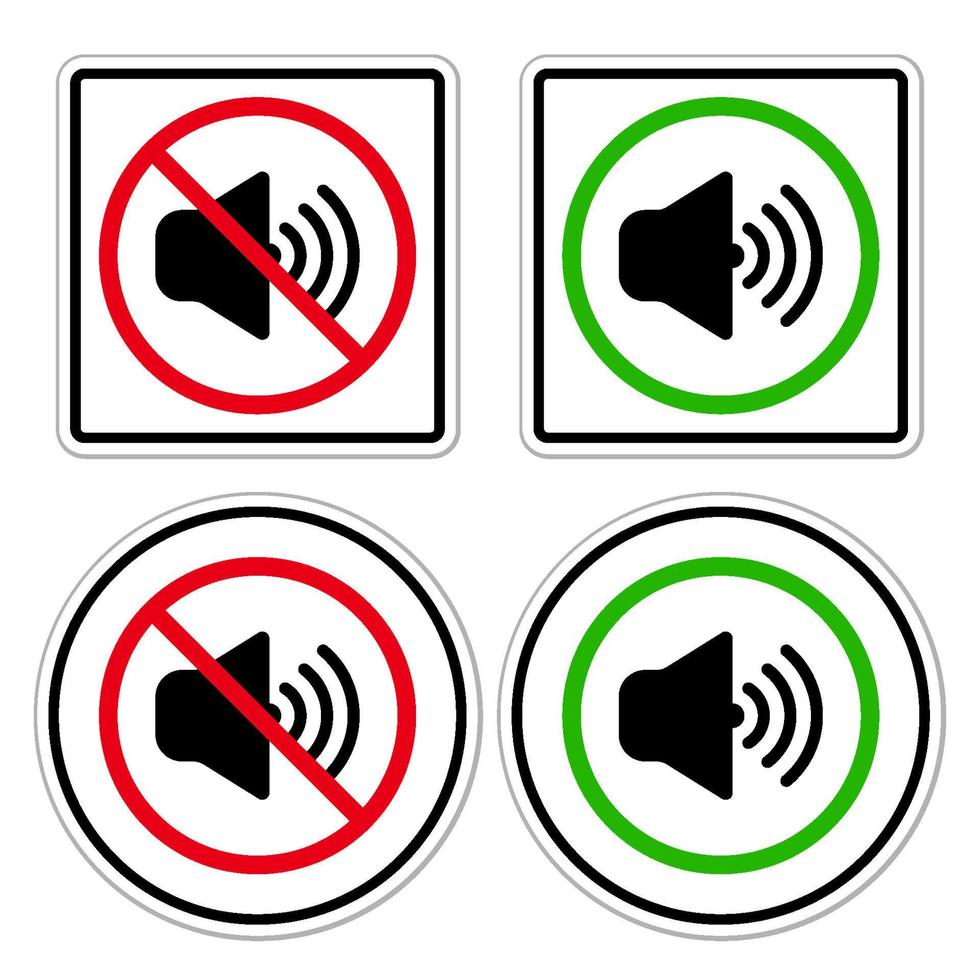 no noise sound off mute zone area forbidden sign symbol pictogram set ban silhouette rounded icon vector