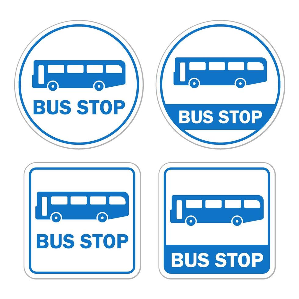 bus stop sign post station set bundle printable template flat design isolated public sign vector