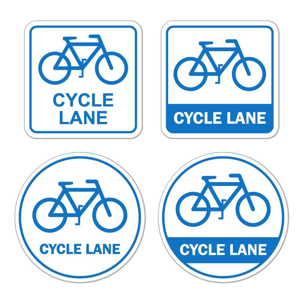 cycle lane blue set bundle printable template flat design isolated public sign vector