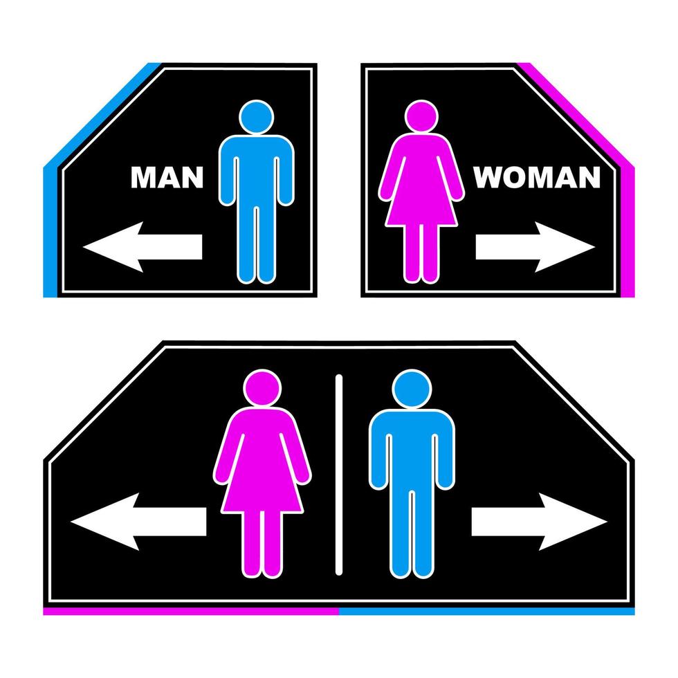 conjunto baño firmar Area de aseo público firmar símbolo hombre mujer baño sencillo minimalista diseño ilustración vector