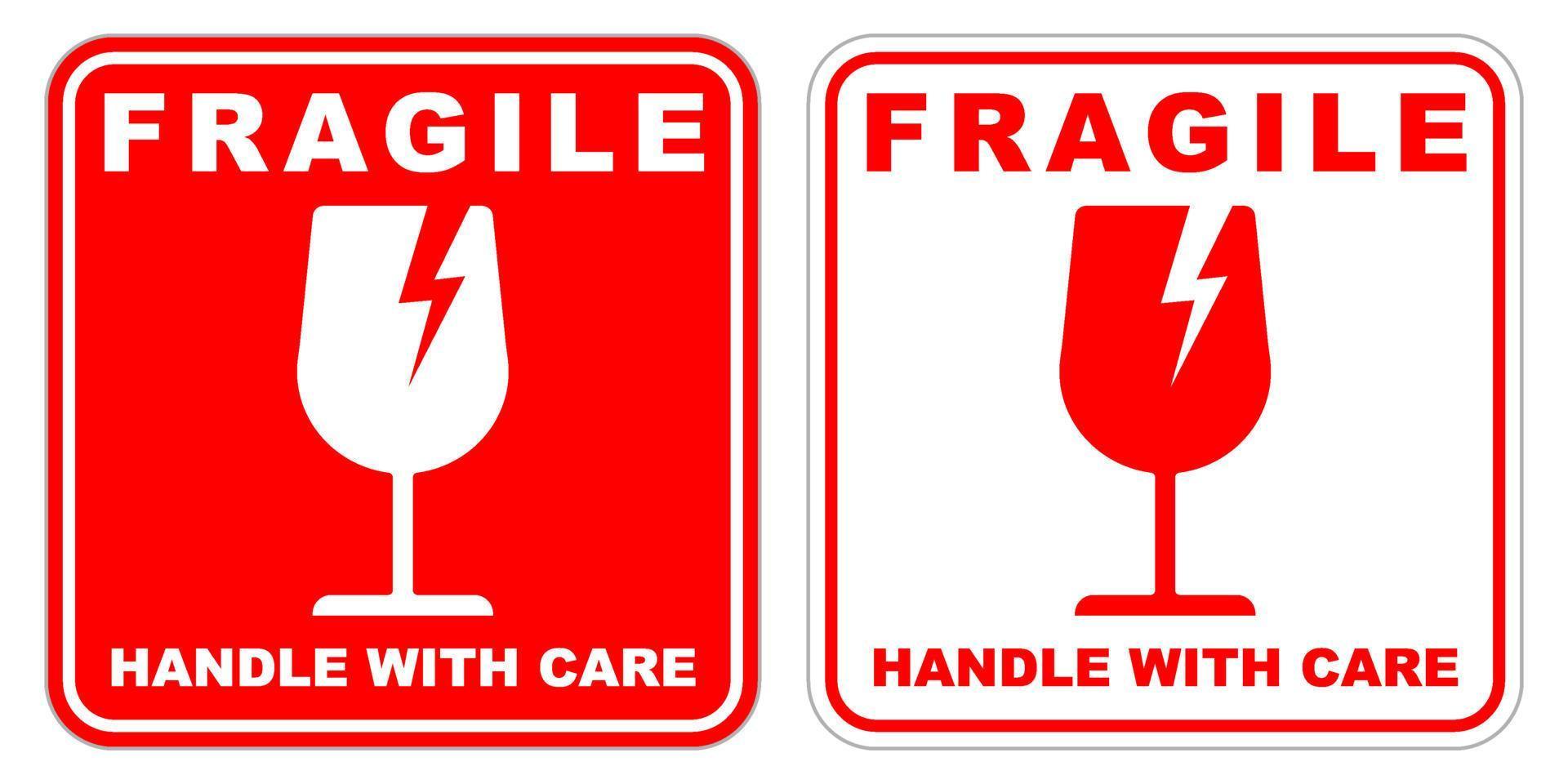 sticker fragile handle with care printable sign symbol for delivery package simple design vector