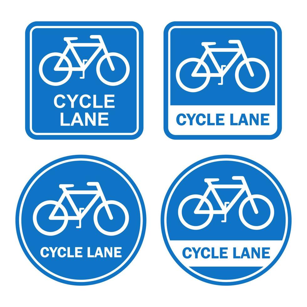 cycle lane blue set bundle printable template flat design icon isolated public sign vector