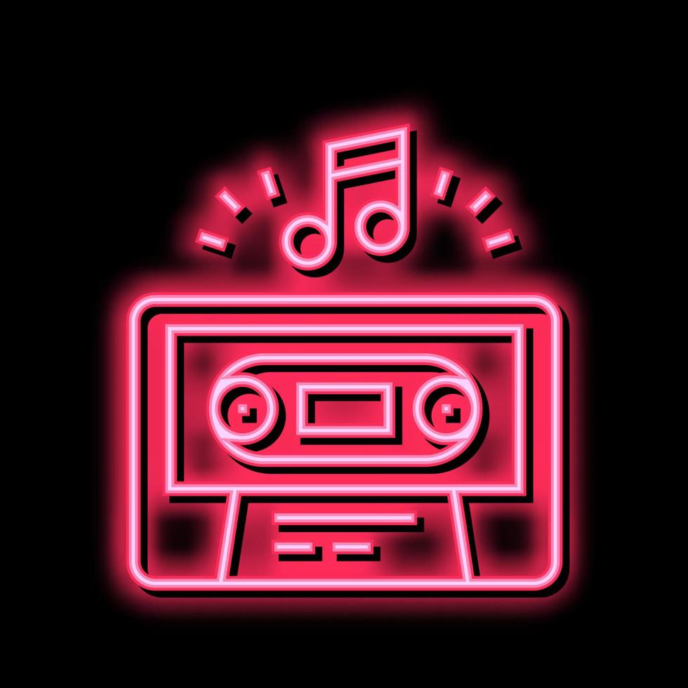 audio guide cassette neon glow icon illustration vector