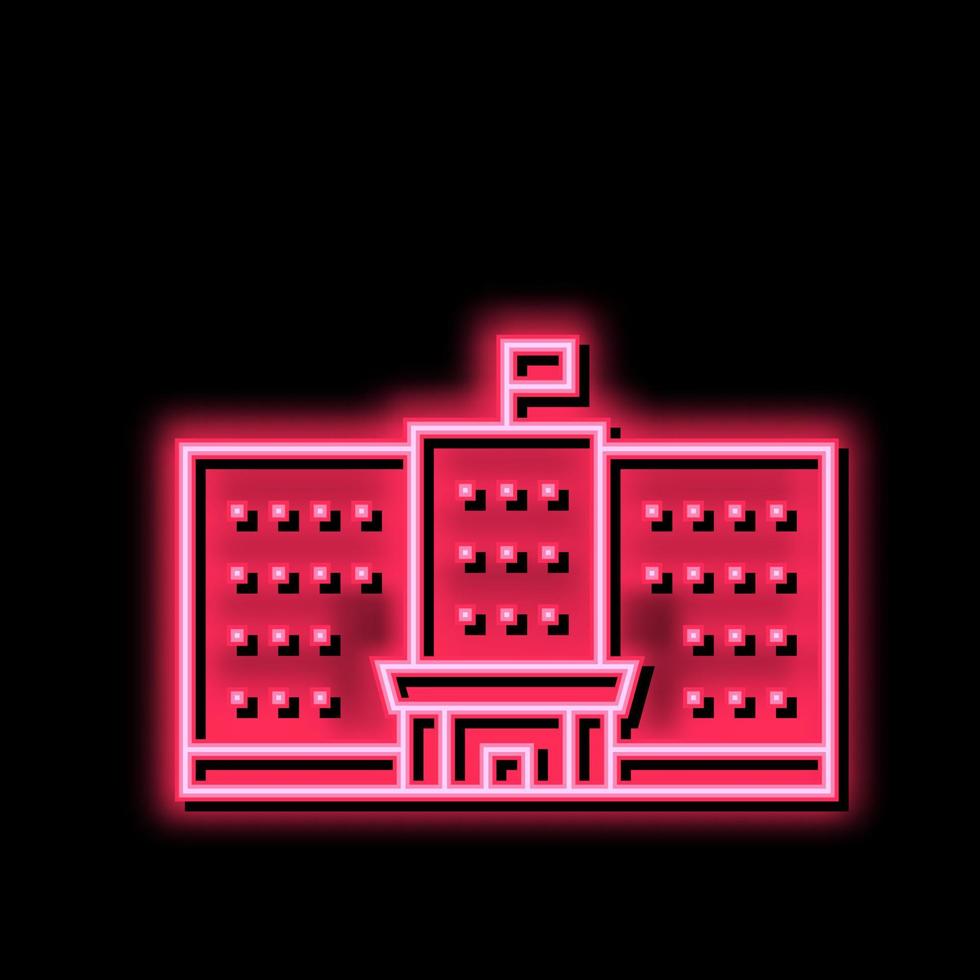 government building neon glow icon illustration vector