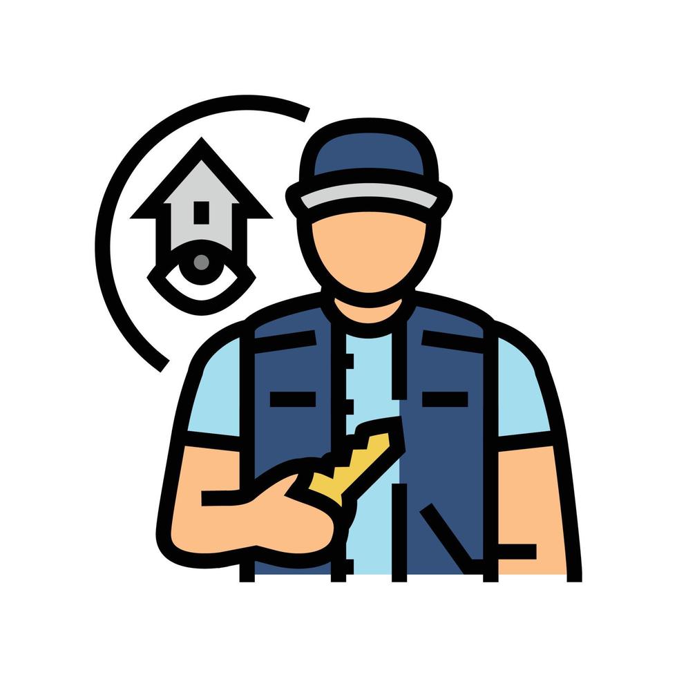 propiedad vigilante reparar trabajador color icono vector ilustración