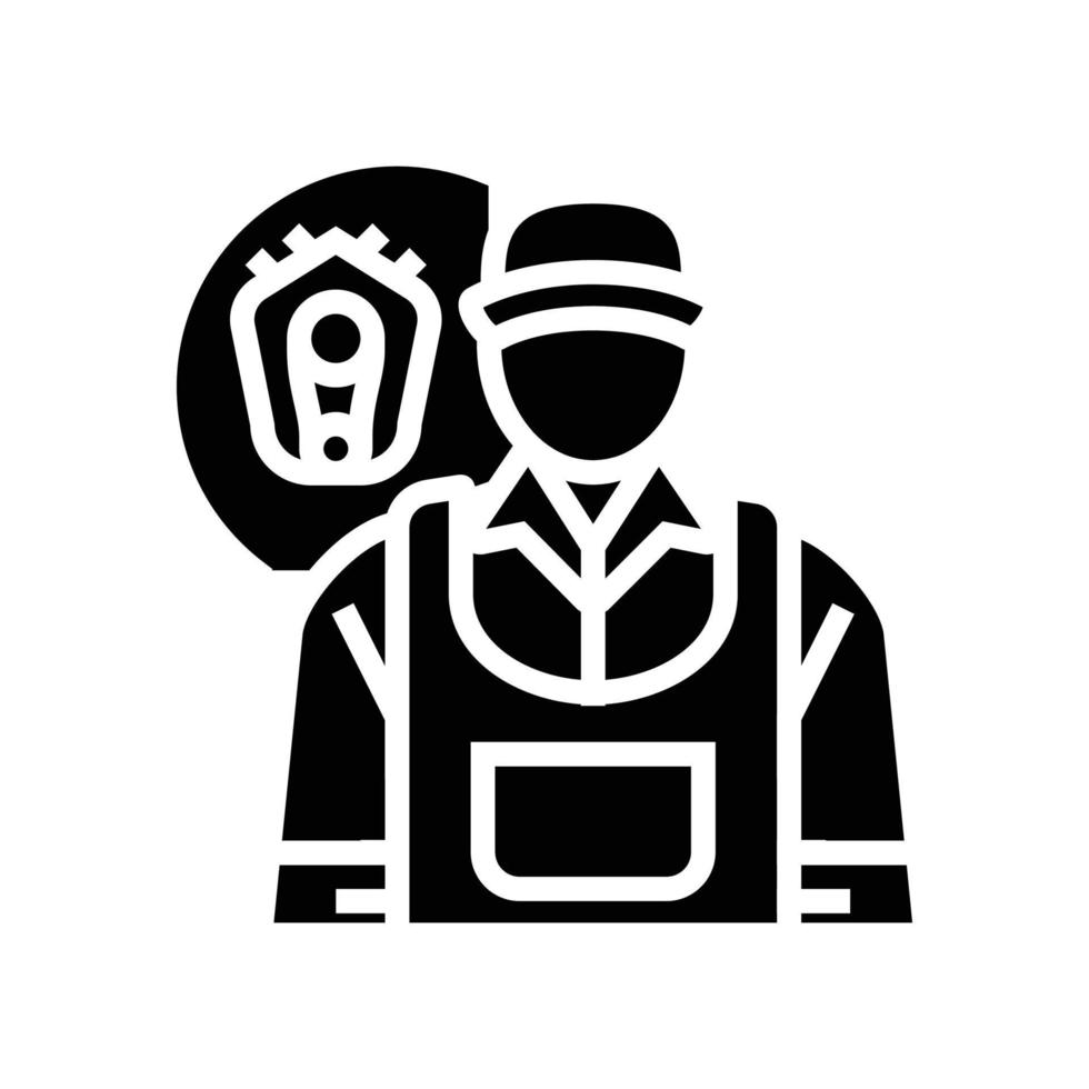diesel mecánico reparar trabajador glifo icono vector ilustración