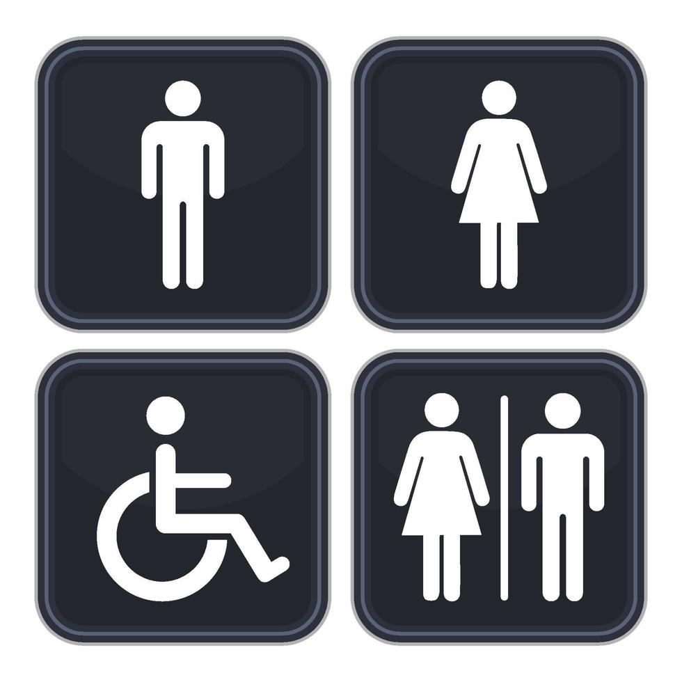 toilet sign restroom public sign symbol man woman wc simple black minimalist design illustration vector