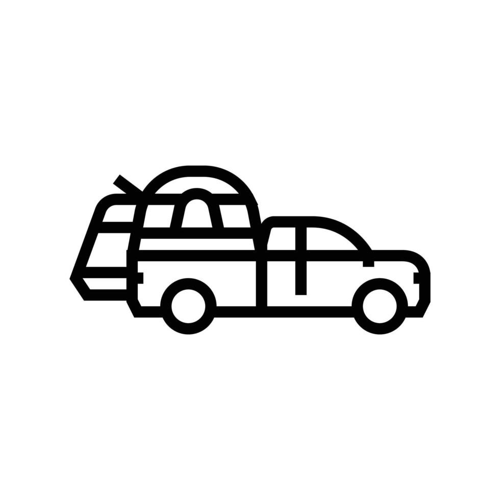 car tourist tent vacation line icon vector illustration