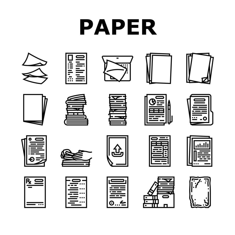 paper document office note page icons set vector