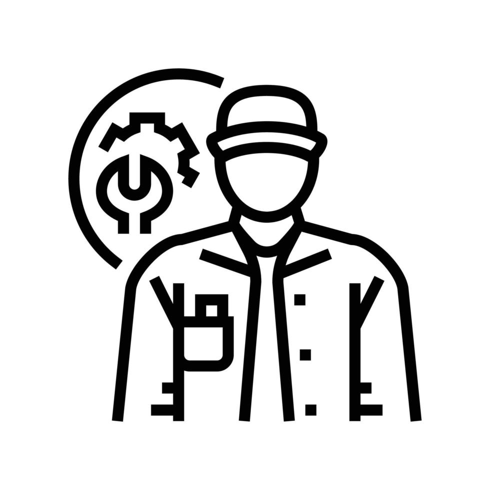 maintenance mechanic repair worker line icon vector illustration