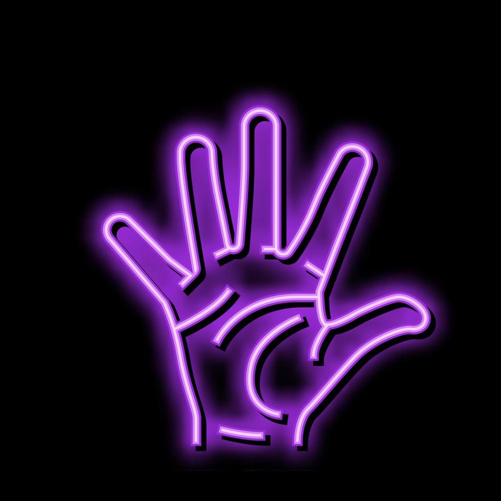 five number hand gesture neon glow icon illustration vector