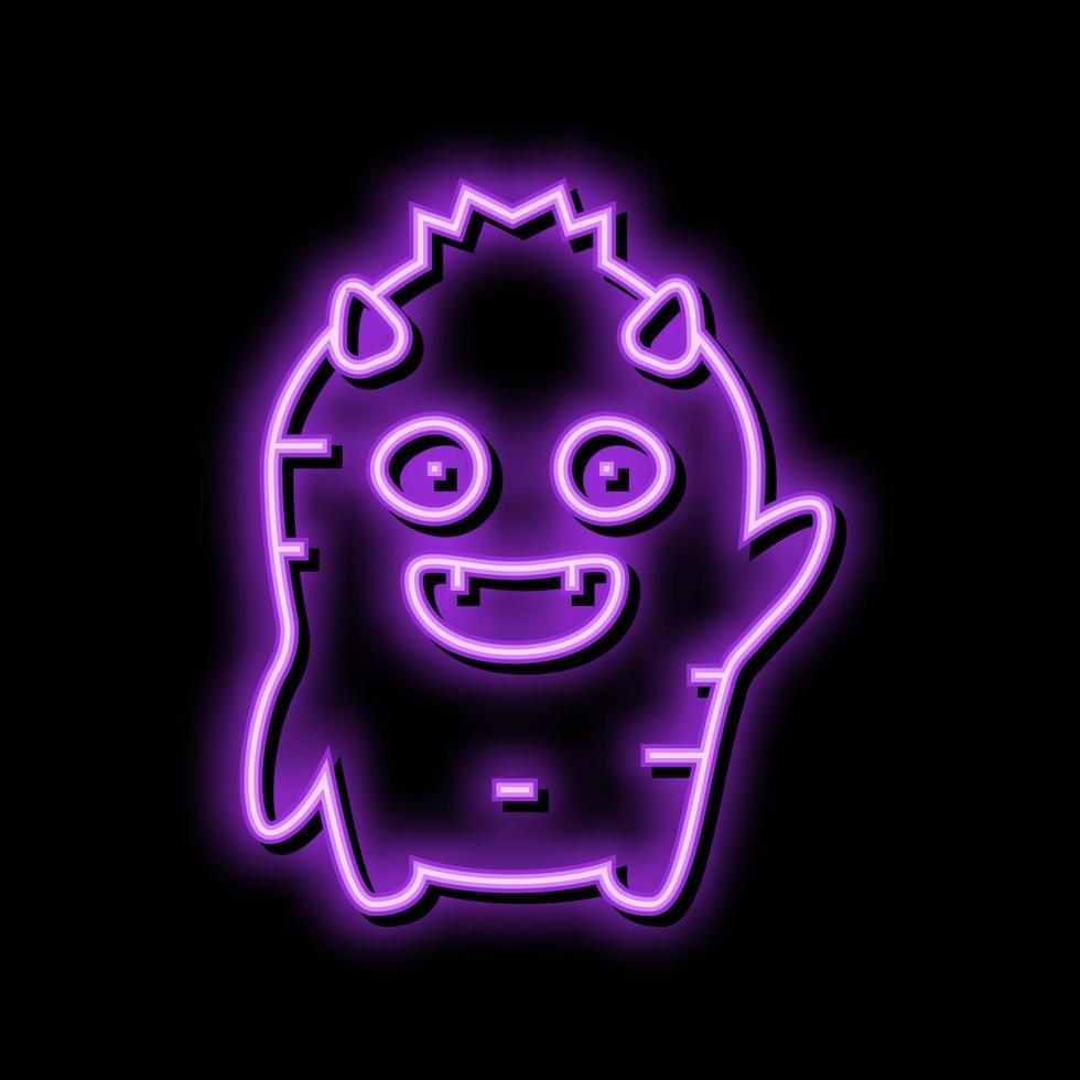 fun monster cute neon glow icon illustration vector