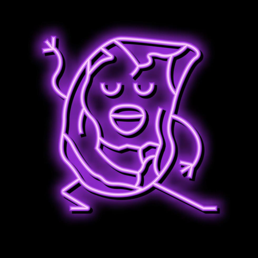 steak meat character neon glow icon illustration vector