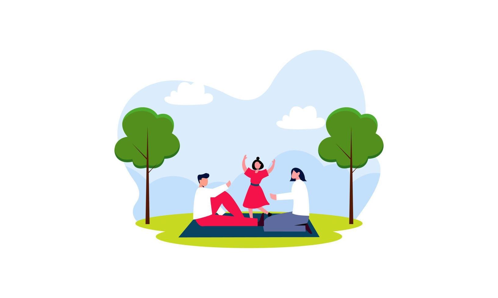 Happy family recreation active illustration. Summer weekend river family vector