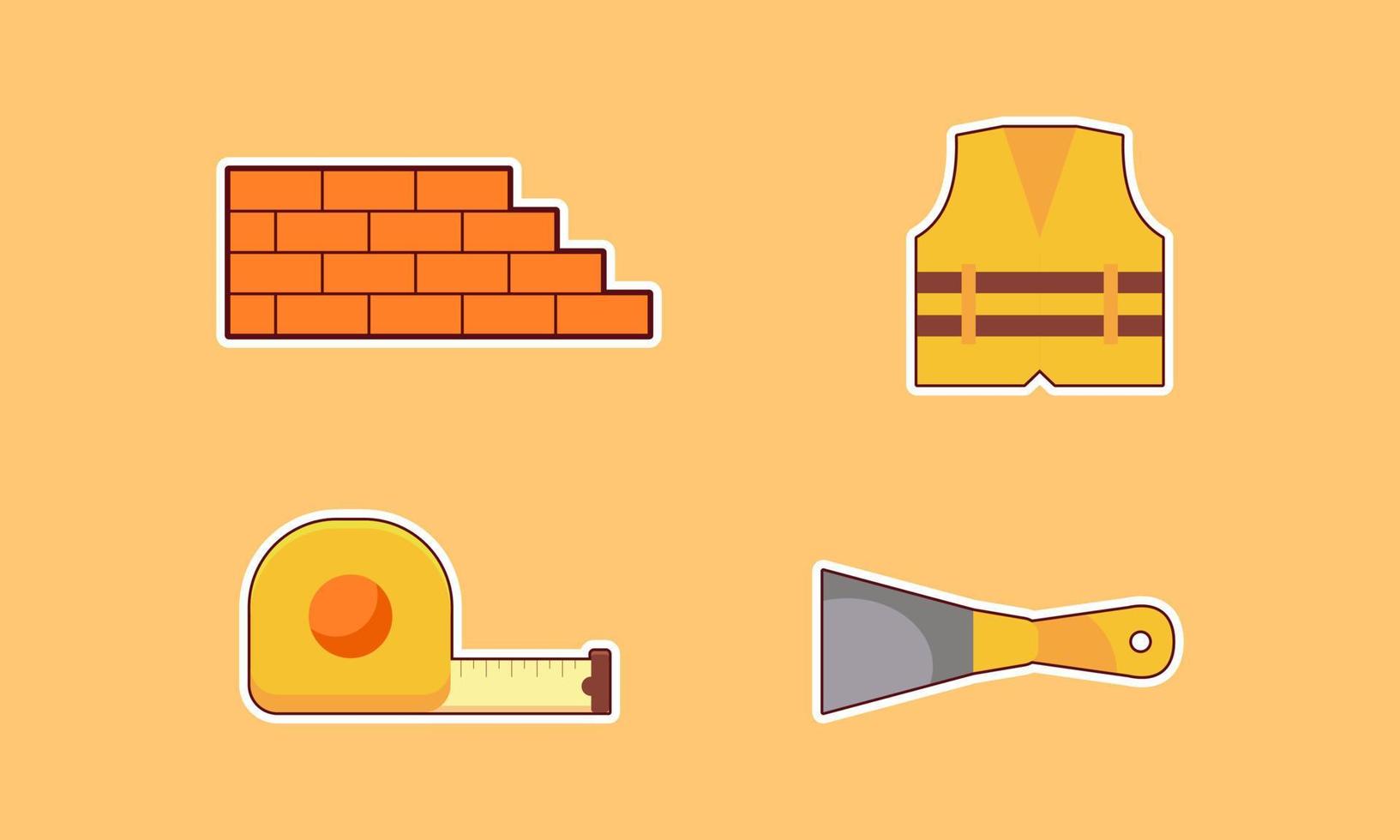 Construction equipment sticker icons vector