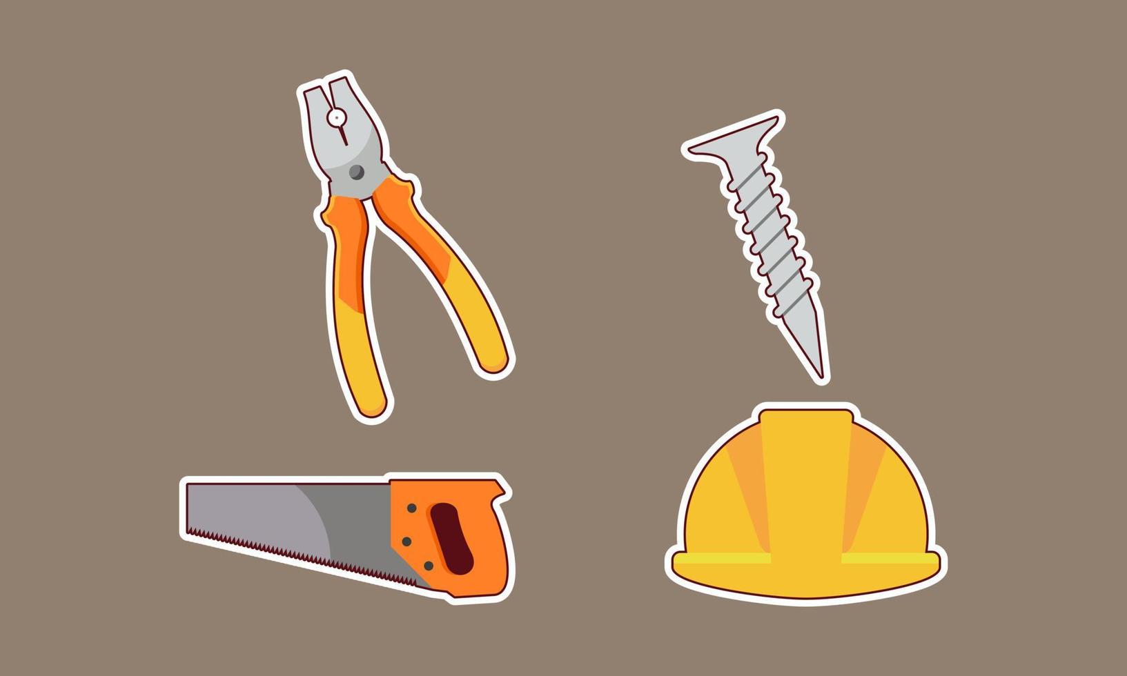 Construction equipment sticker icons vector