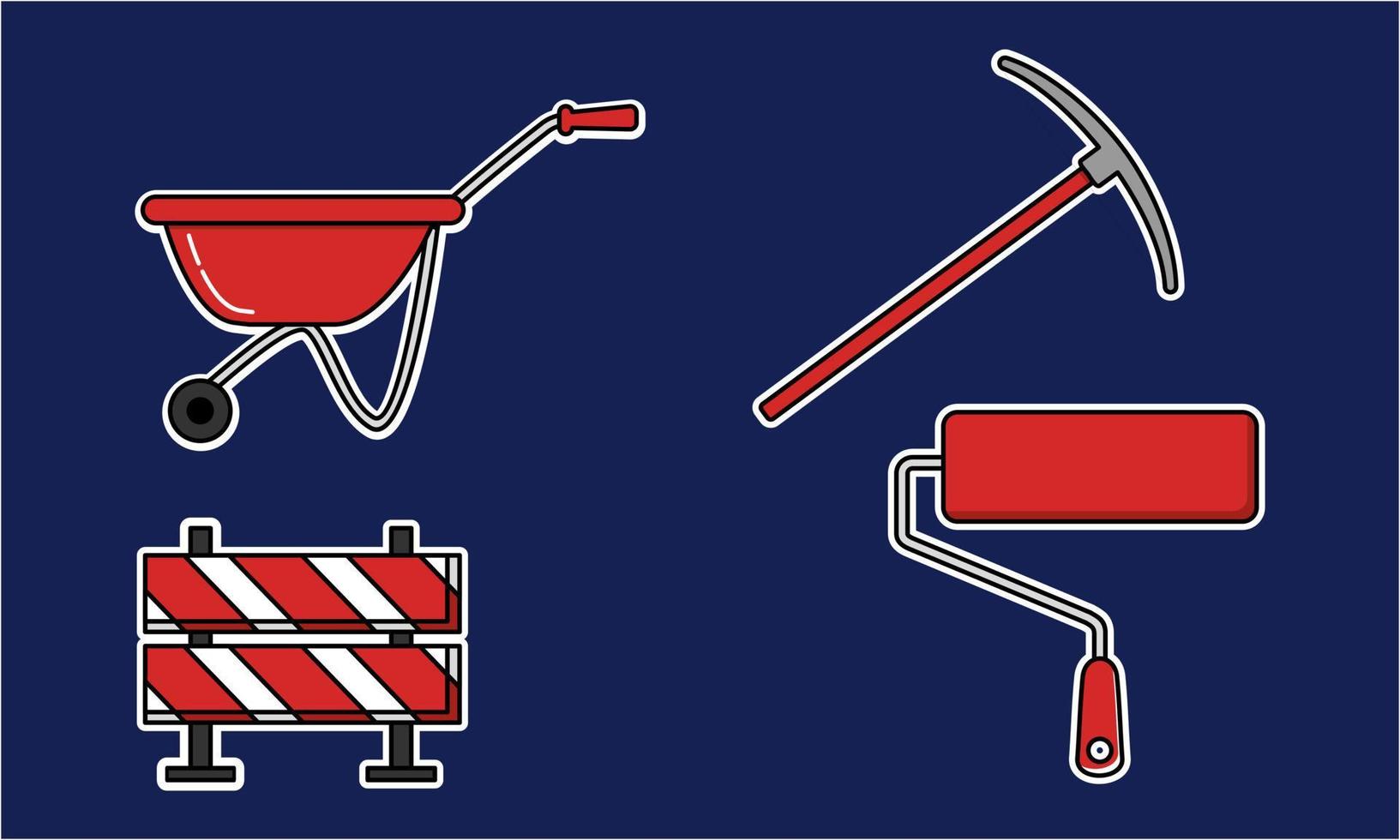 Construction equipment sticker icons vector