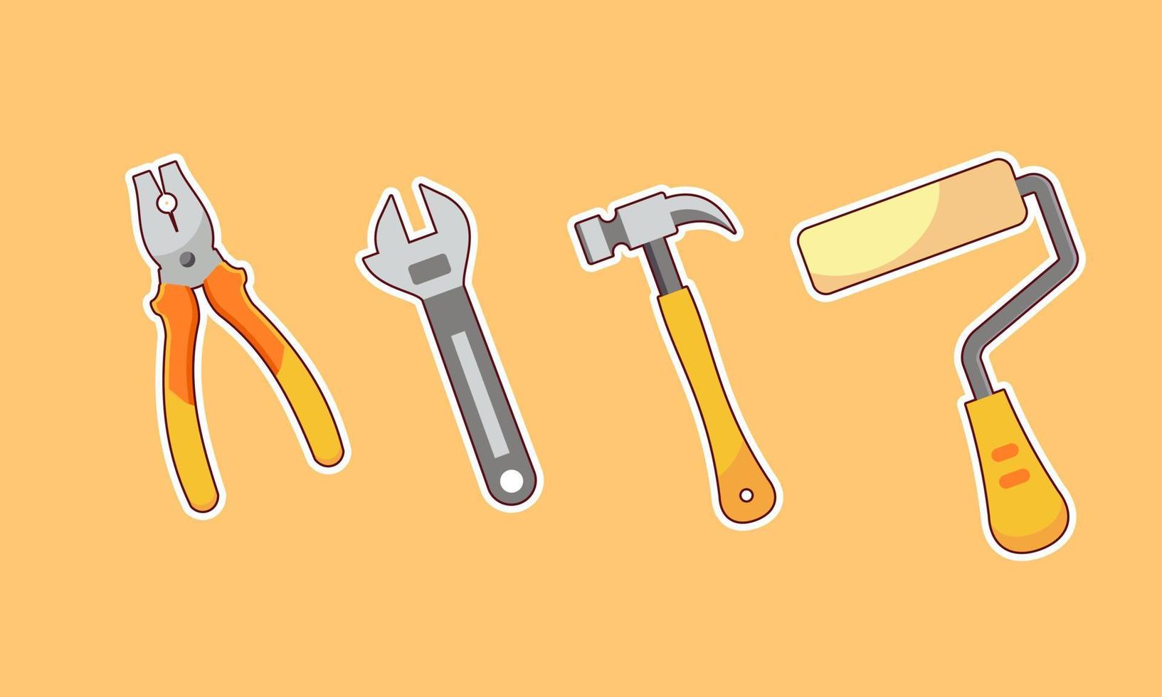 Construction equipment sticker icons vector