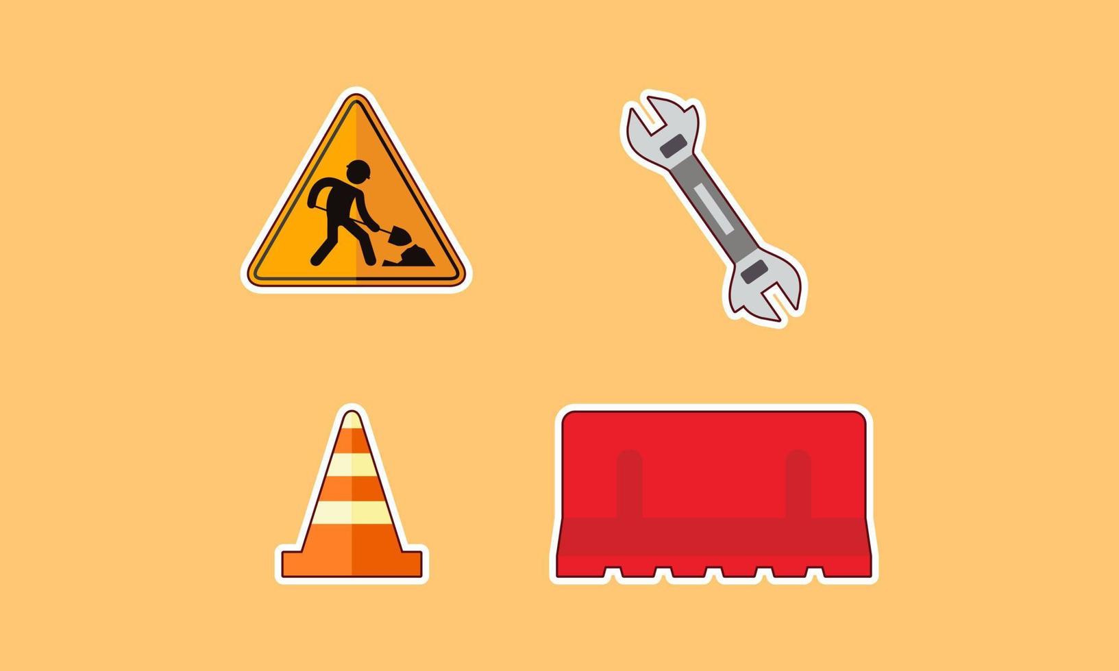 Construction equipment sticker icons vector