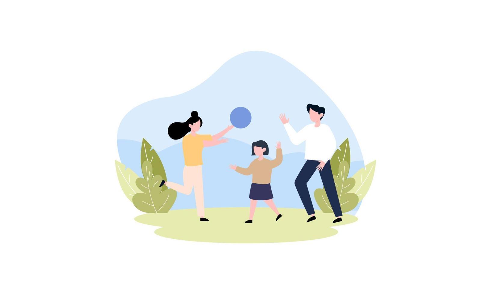 Happy family recreation active illustration. Summer weekend river family vector