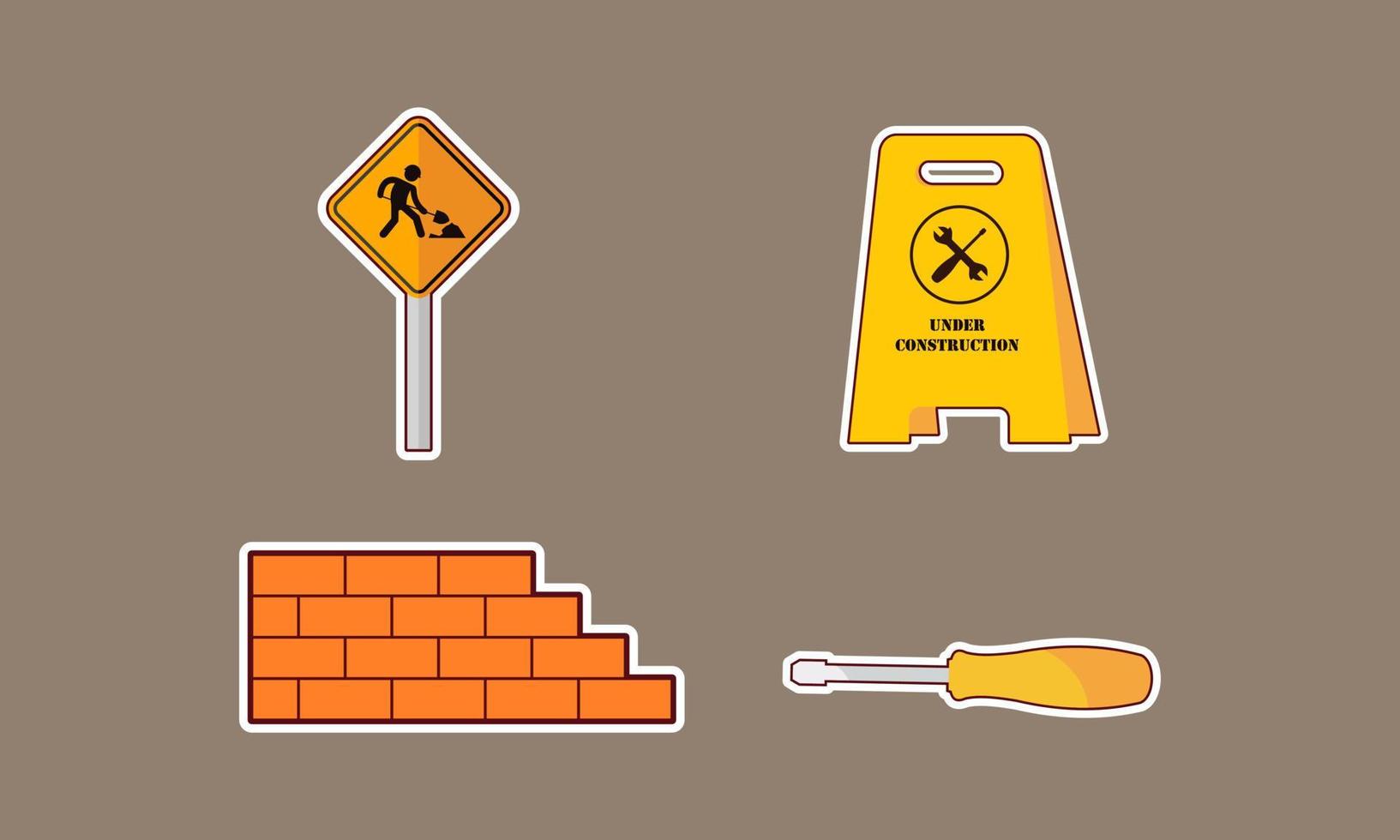 Construction equipment sticker icons vector