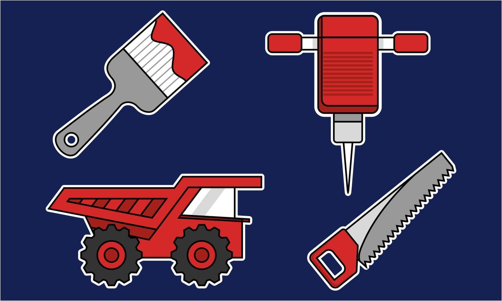 Construction equipment sticker icons vector