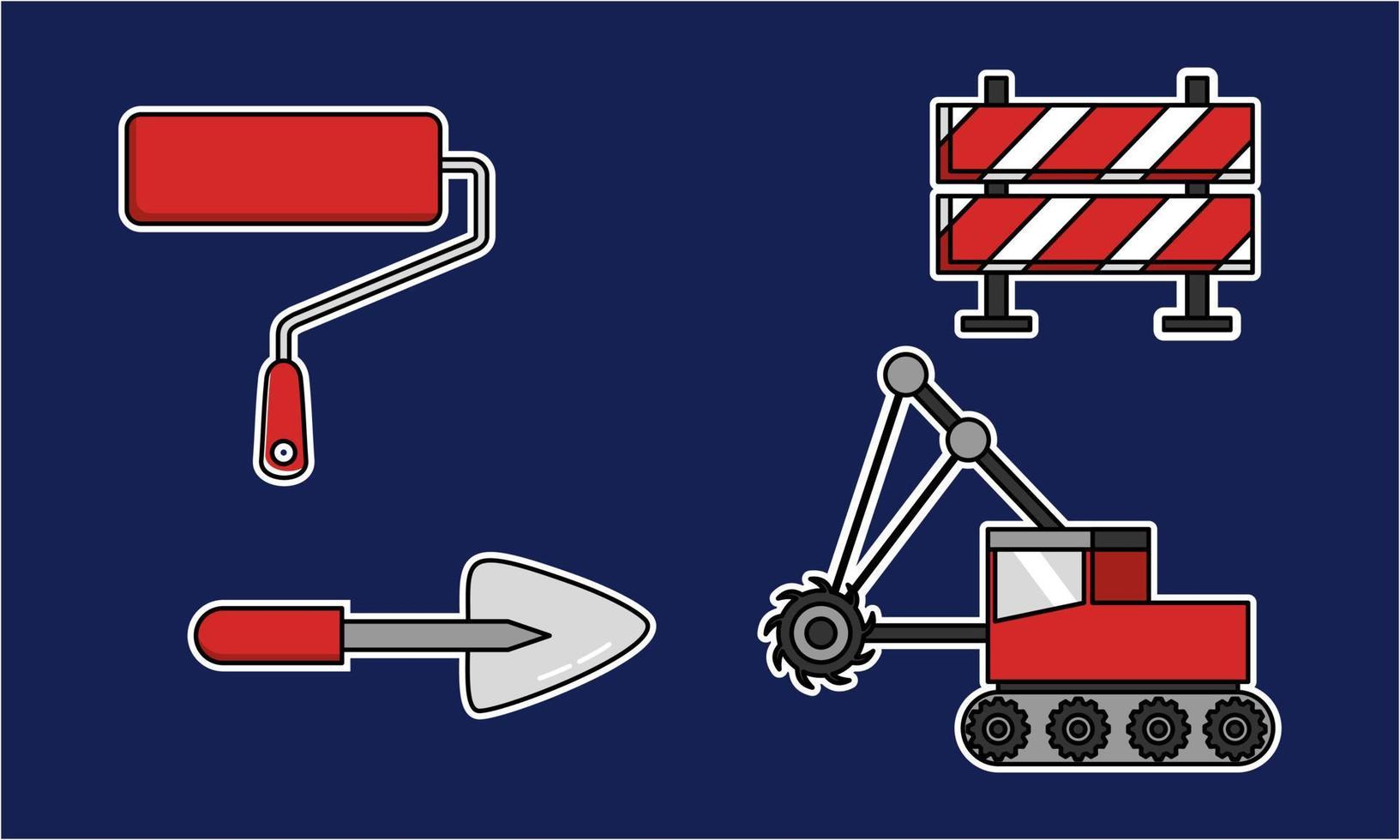 Construction equipment sticker icons vector