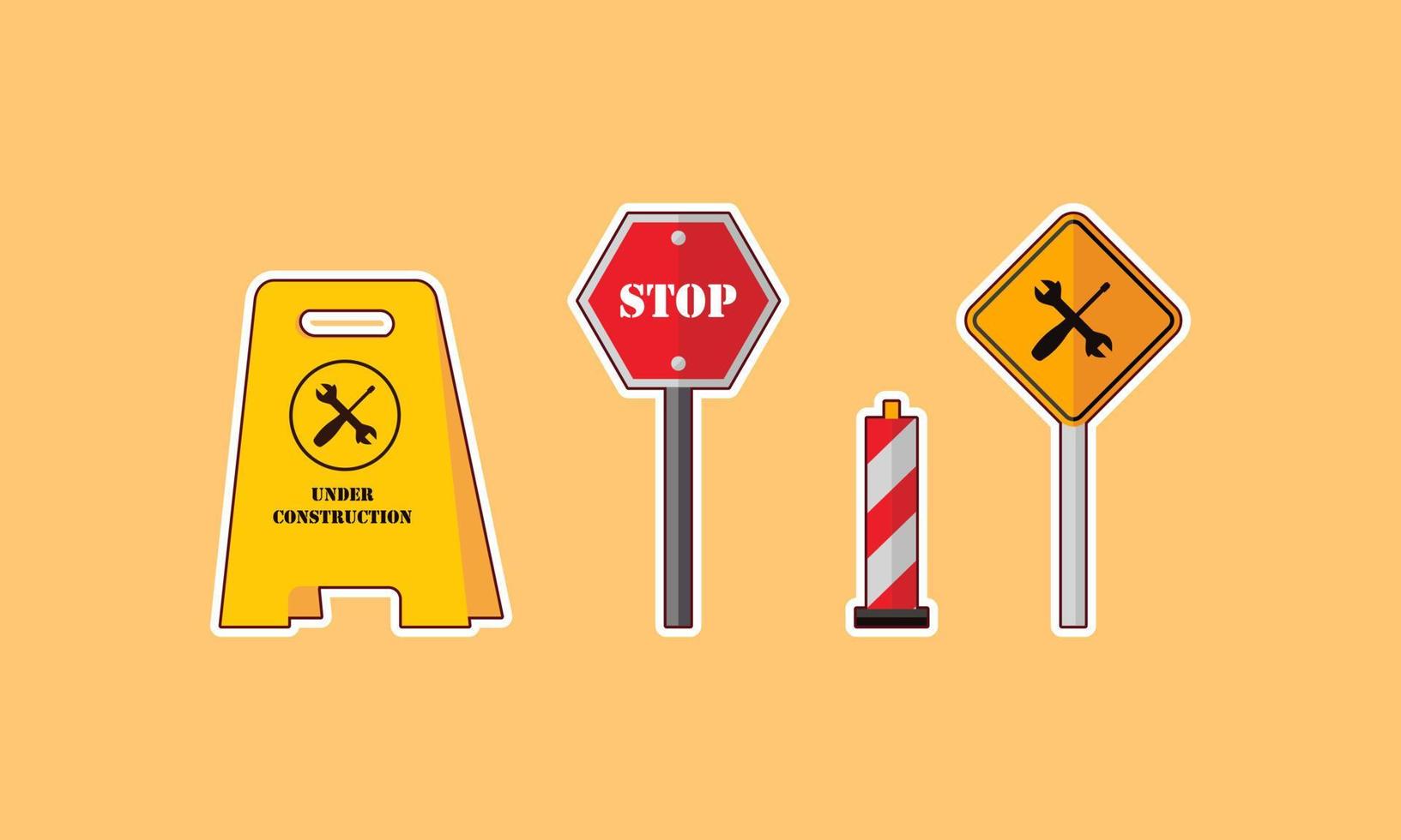 Construction equipment sticker icons vector