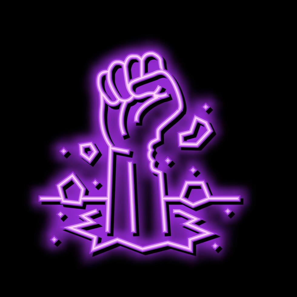 hand scary zombie neon glow icon illustration vector