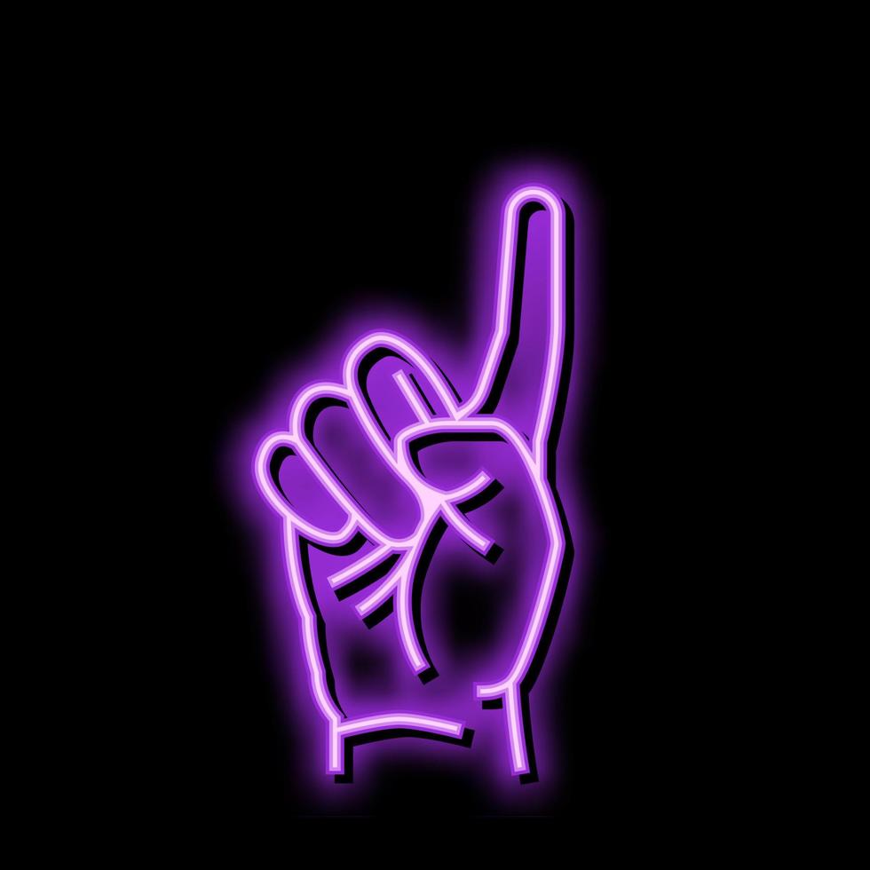 one number hand gesture neon glow icon illustration vector