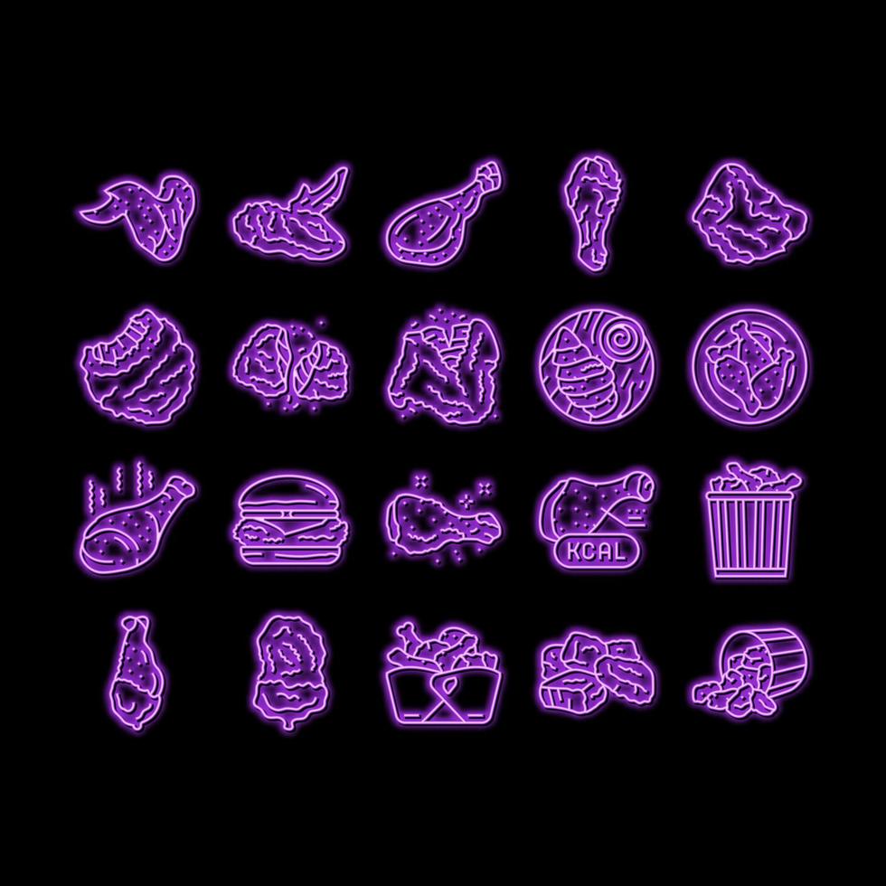 chicken crispy food meat meal neon glow icon illustration vector