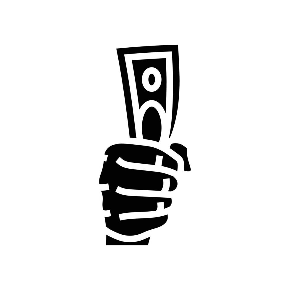 save money hand glyph icon vector illustration