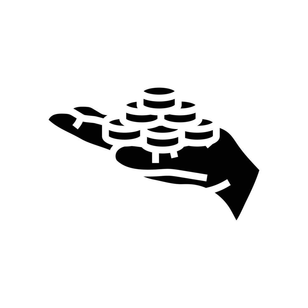 growth coin hand glyph icon vector illustration