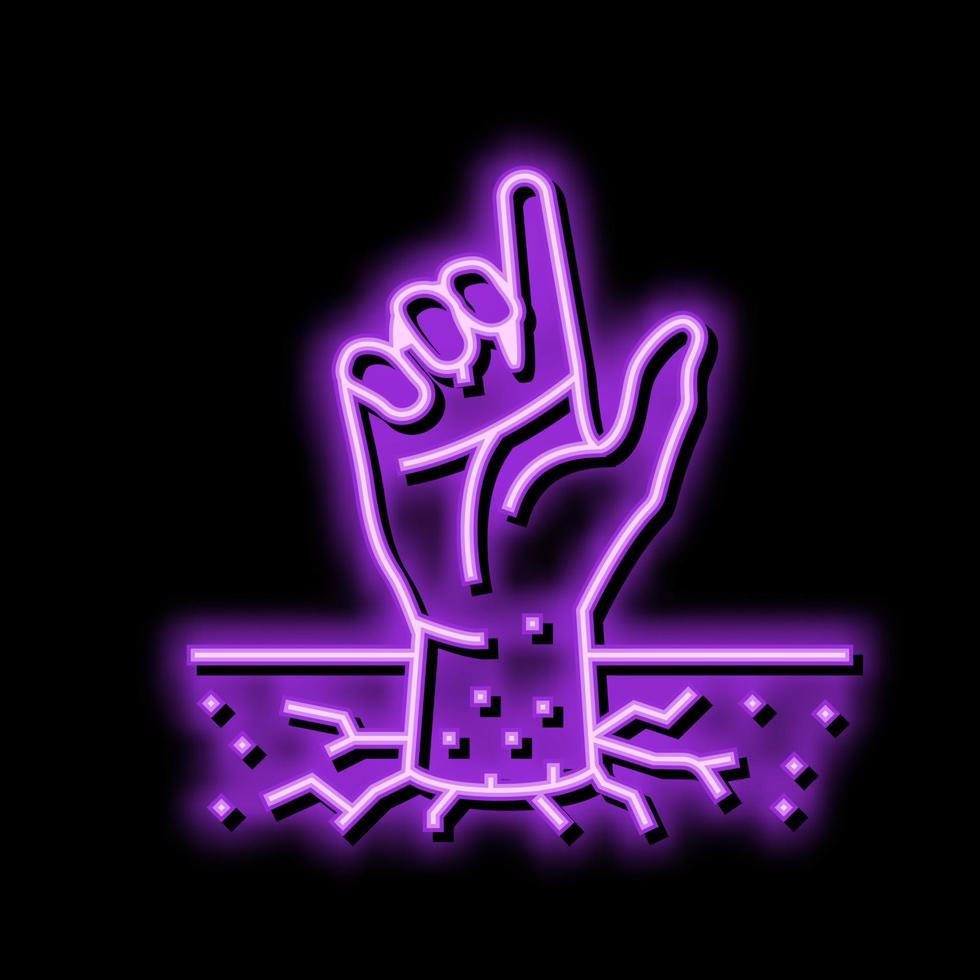 hand corpse zombie neon glow icon illustration vector