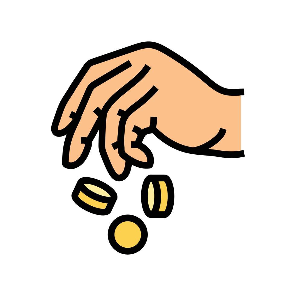 salary coin hand color icon vector illustration