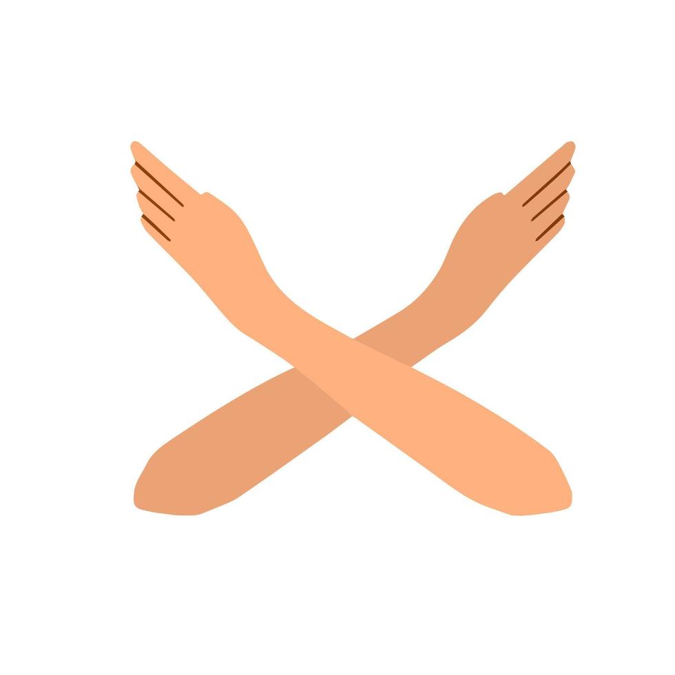 Break the bias. Gesture of crossed arms. Social movement of Women for Equal Rights. Flat cartoon illustration isolated on white vector