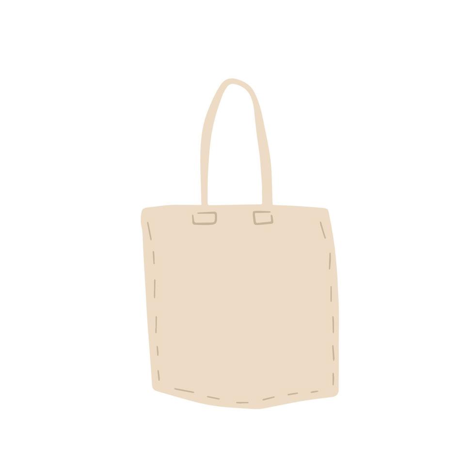 Canvas Tote bag. Cloth eco shopper. Flat cartoon illustration. Reusable Bag for Groceries vector