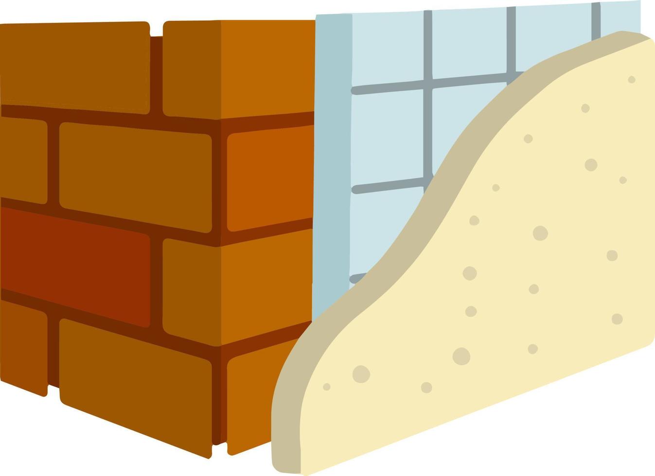 Grey brick wall of house. Element of building construction. Stone object. Isometric illustration. Symbol of protection and security vector