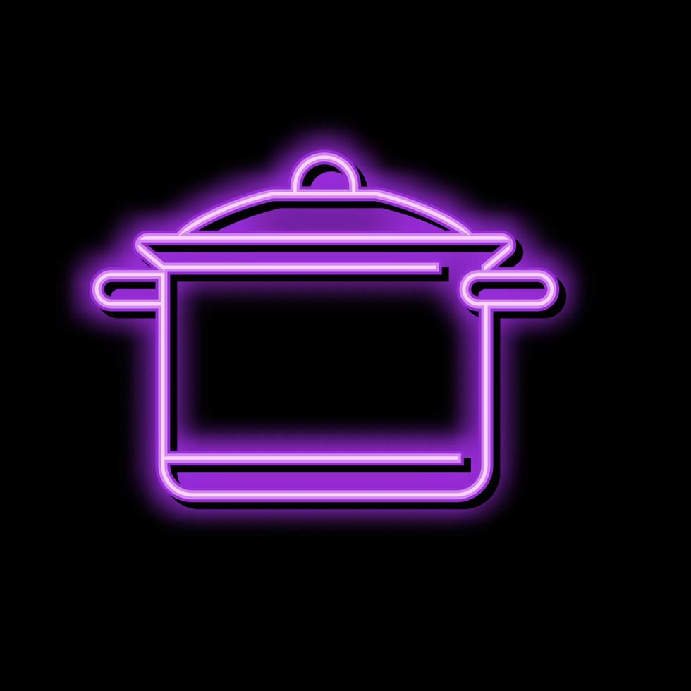 cocina maceta Cocinando neón resplandor icono ilustración vector