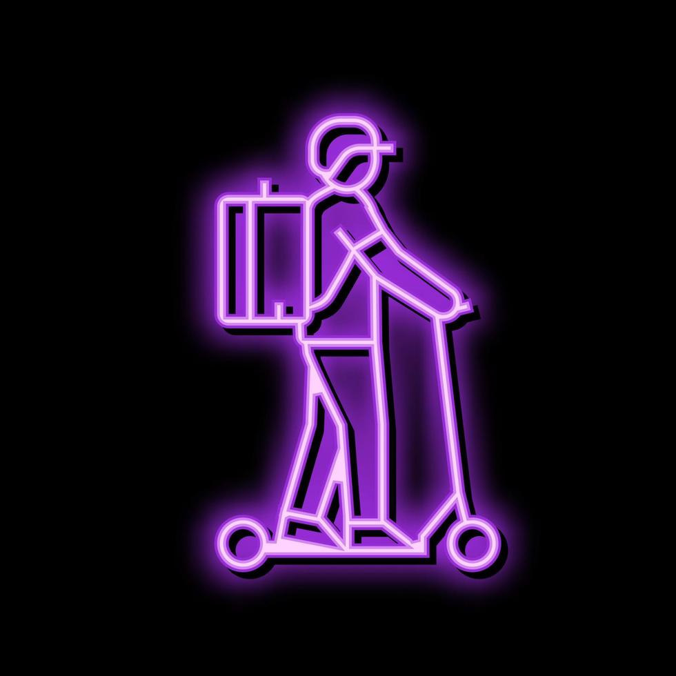 scooter courier neon glow icon illustration vector