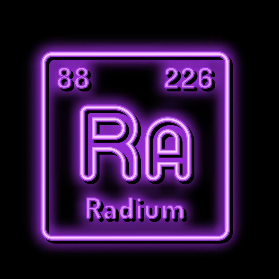 radium chemical element neon glow icon illustration vector