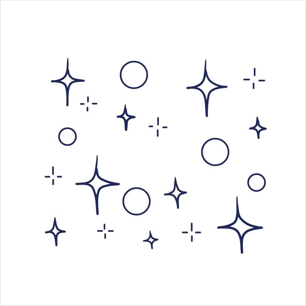 Hand Drawn Doodle star. Black and White Sparkling effect. vector