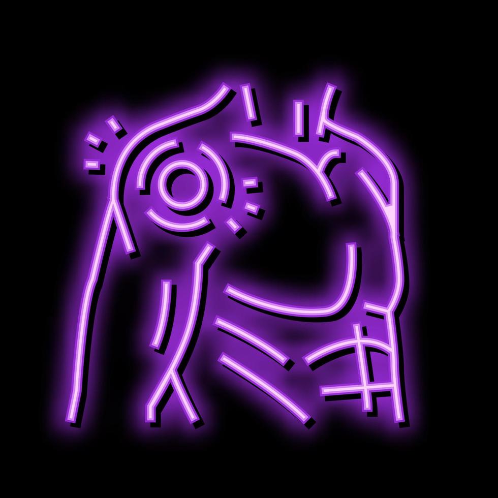 shoulder pain body ache neon glow icon illustration vector