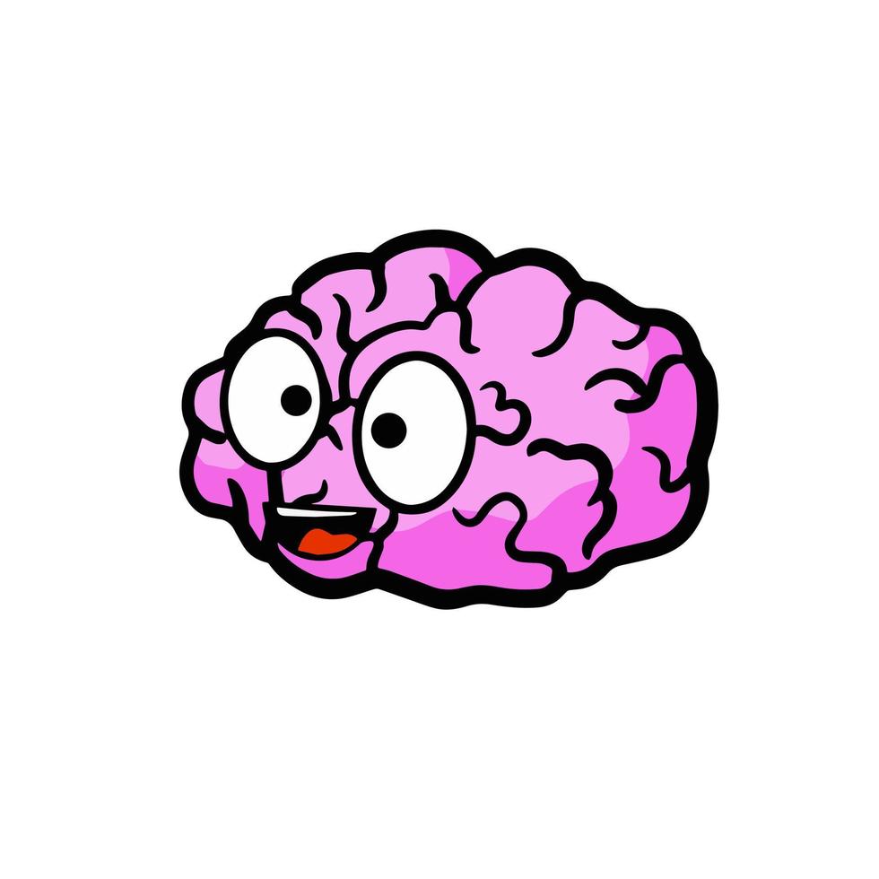 Brain icon in hand drawn doodle style. Reflection and thoughts ...