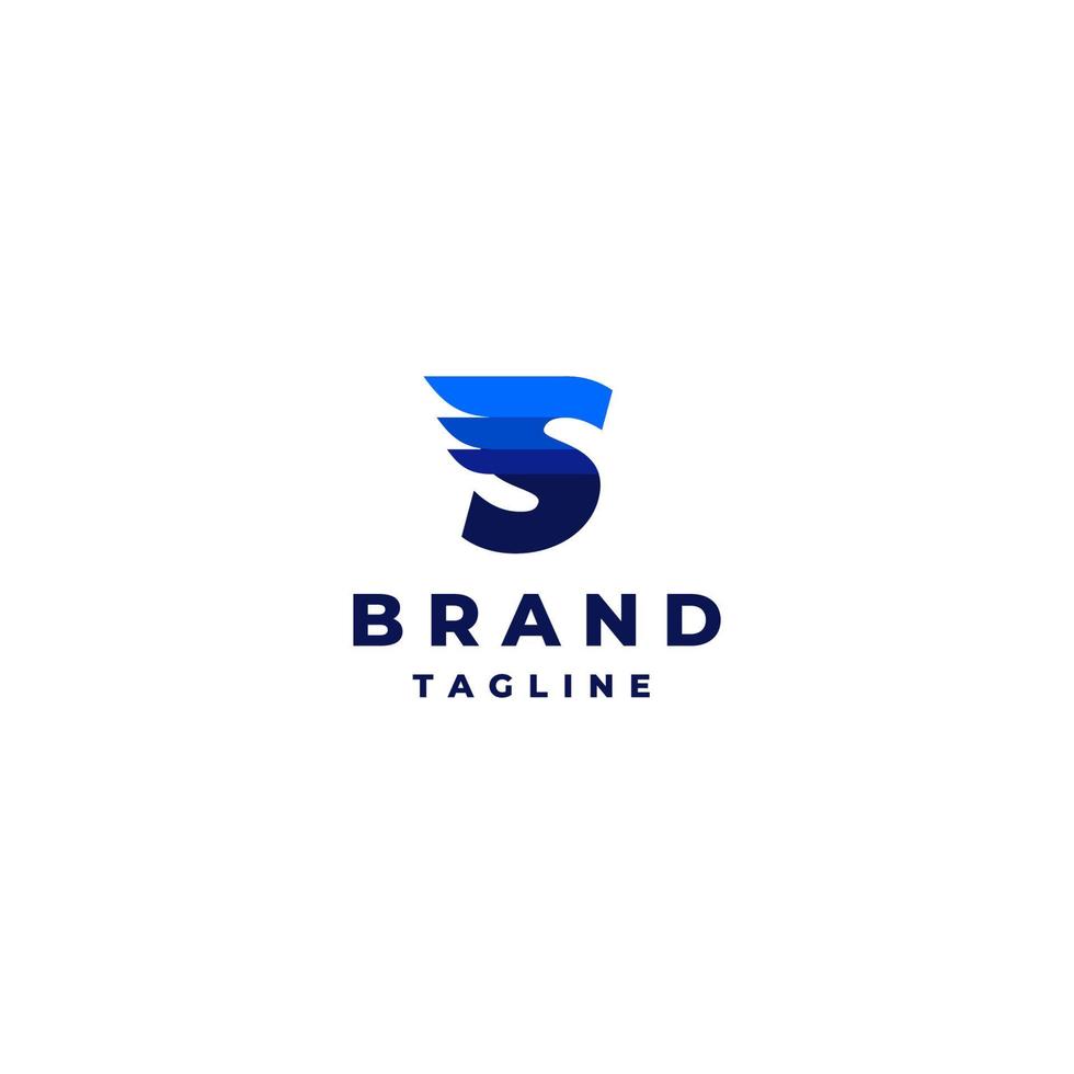 Letter S With Wings On Blue Color Theme. Simple logo design initials letter S with blue wing stripes. vector