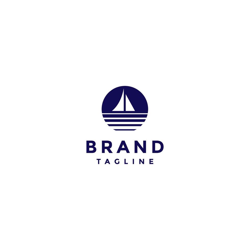 Sailboat icon inside circle with seawater reflection lines. Minimalist Illustration Of A Sailboat Logo Design. vector