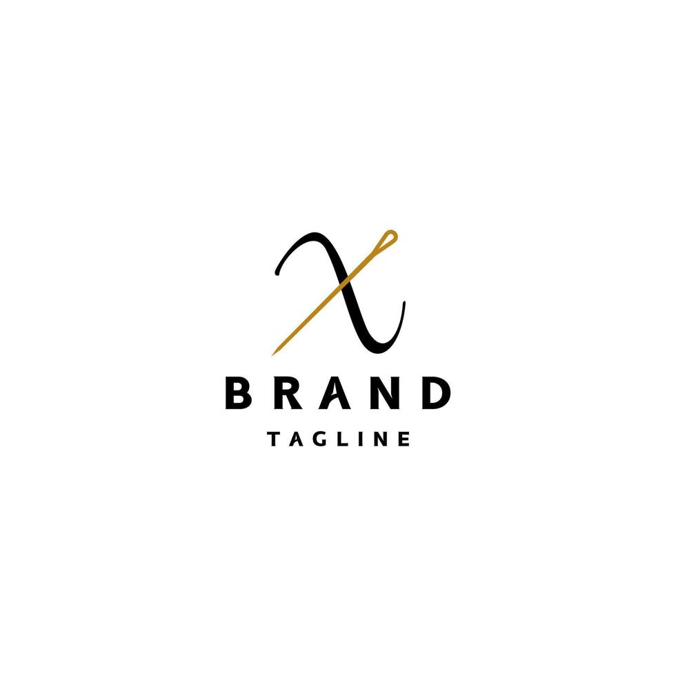 Needle and Thread to Form the Letter X. Creative letter X and Needle logo design in elegant classic style. vector