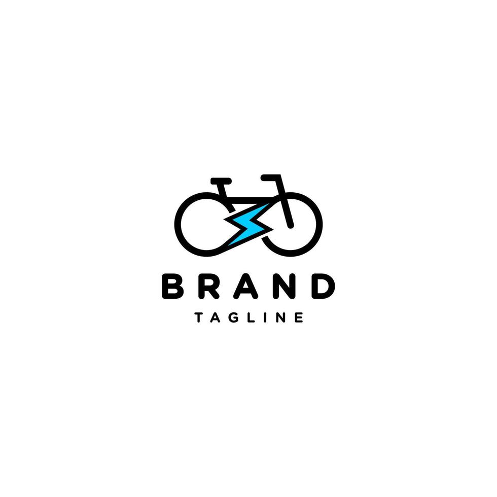 Playful Electric Bike Logo Design. Bicycle template logo icon with an electric symbol between the two wheels. vector