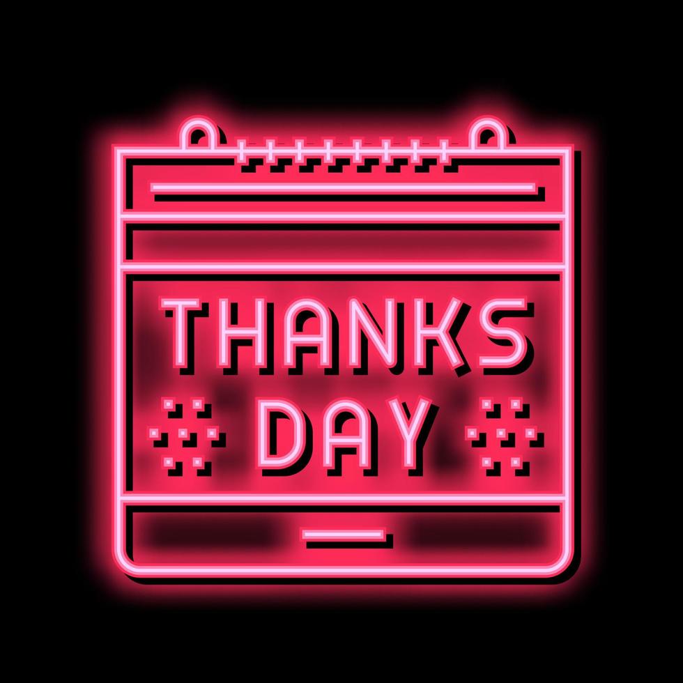 thanks day calendar date neon glow icon illustration vector